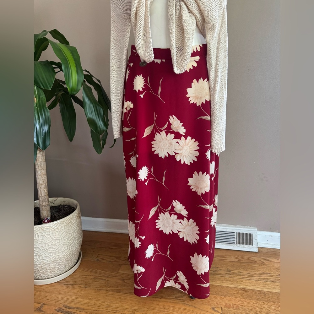 Floral Red Maxi Skirt